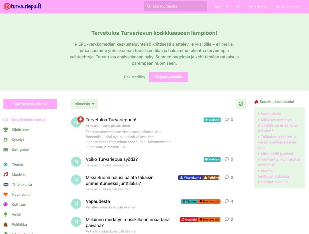 Turvariepu on RIEPU.FI:n uusi keskustelufoorumi